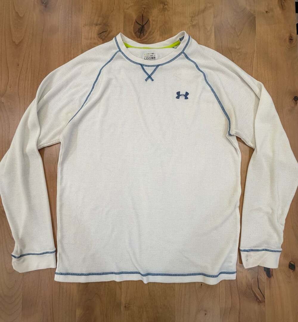 Under Armour Thermal Waffle Long Sleeve Shirt Size XL White (see flaw note)